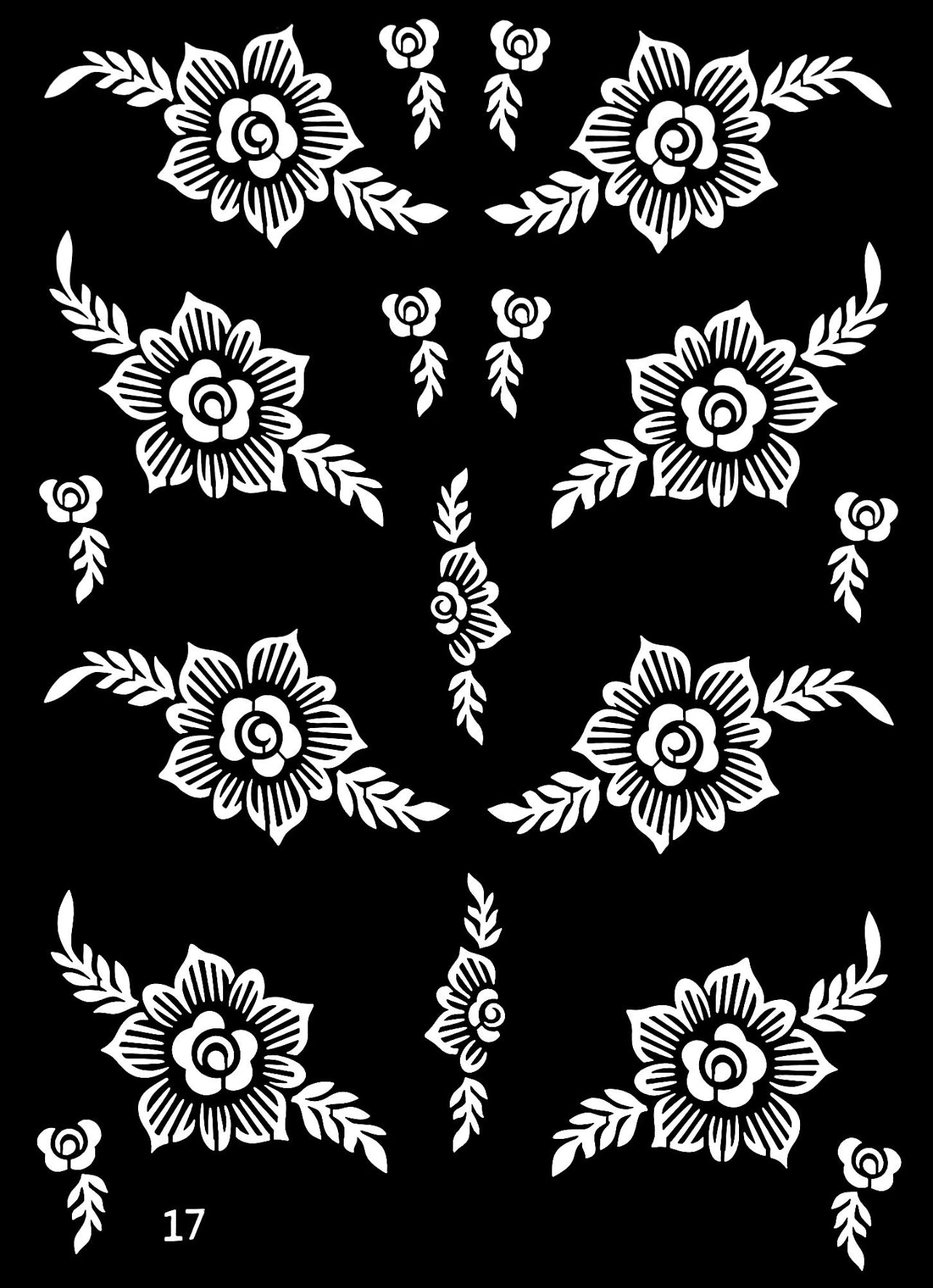 Minimalistic floral henna stencil