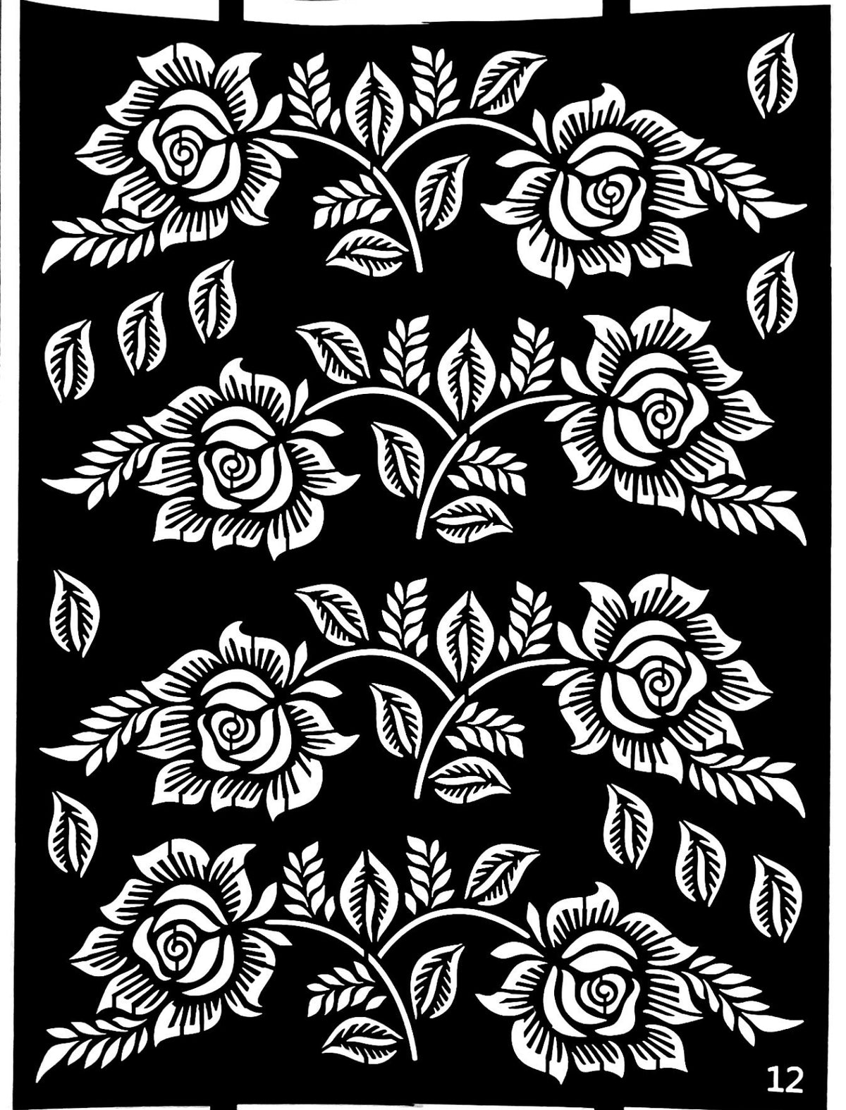 Roses with leaves henna stencil